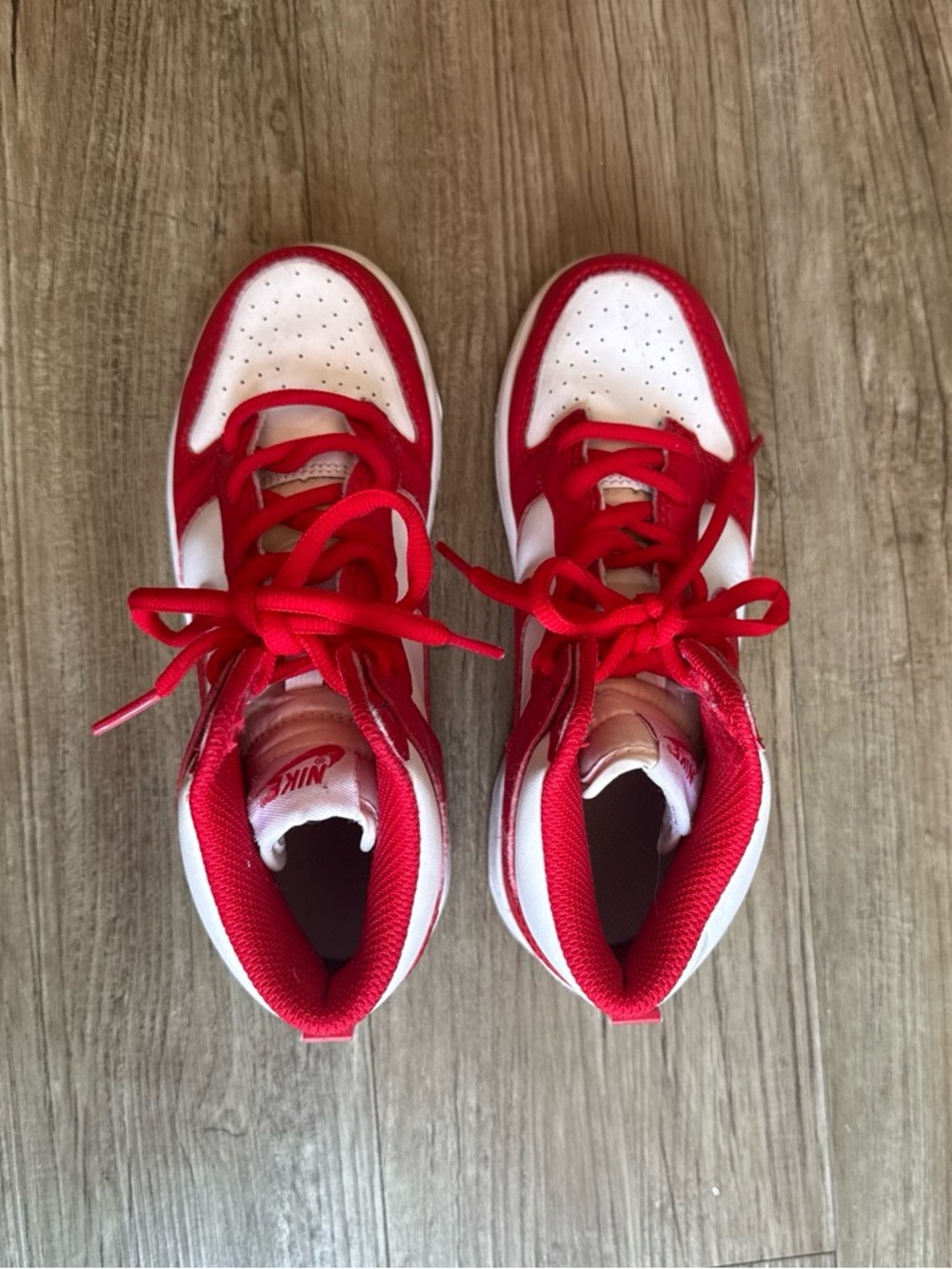 Nike Kids Red and White High-Top Sneakers